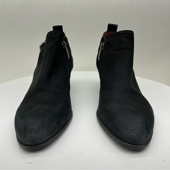 Franco Sarto Heeled Moto Boots Ankle Booties Black Leather Boho Western Fall - Picture 5 of 15